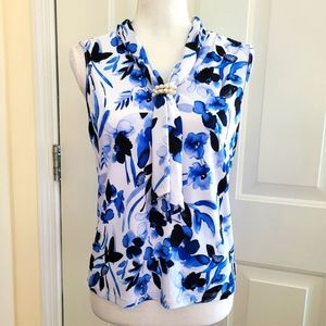NWT Karl Lagerfeld Sleeveless Tied Blouse w/ Pearl Size XS
